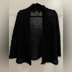 Black shiny fur cardigan